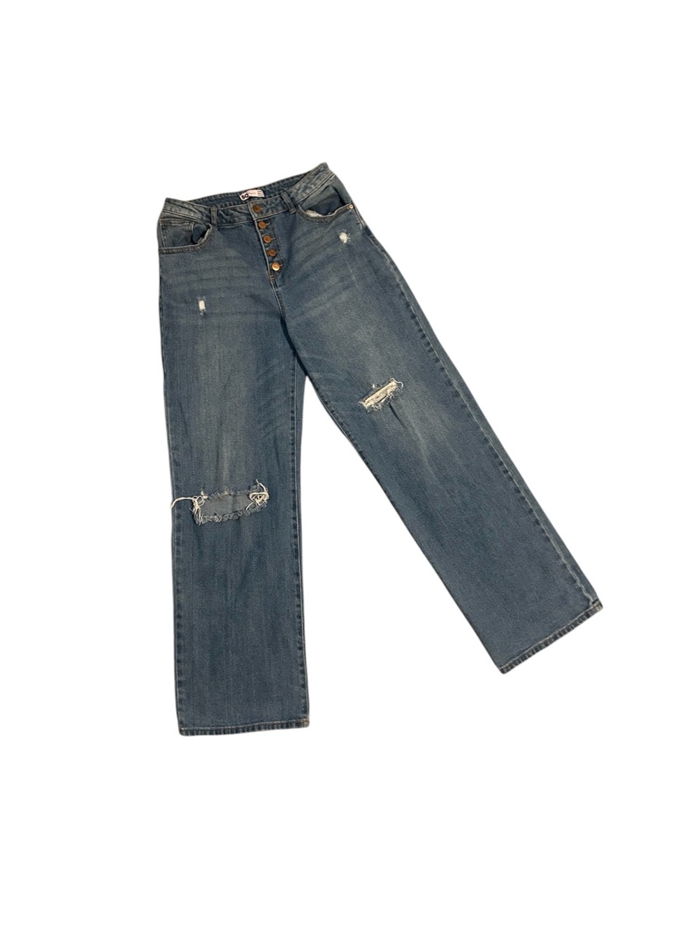 SO Distressed Flare Jeans in Blue Wash